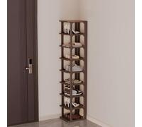 Étagère À Chaussures Étroite, Empilable Et Combinable À Volonté, Rangement Pour Chaussures En Plastique D'une Capacité De 2 À 9 Paires, Pour Les Armoires, Les Placards Et Les Entrées,9 Tier-Brown