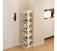 Étagère À Chaussures Étroite, Empilable Et Combinable À Volonté, Rangement Pour Chaussures En Plastique D'une Capacité De 2 À 9 Paires, Pour Les Armoires, Les Placards Et Les Entrées,7 Tier-Beige