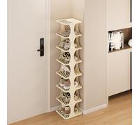 Étagère À Chaussures Étroite, Empilable Et Combinable À Volonté, Rangement Pour Chaussures En Plastique D'une Capacité De 2 À 9 Paires, Pour Les Armoires, Les Placards Et Les Entrées,8 Tier-Beige