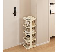 Étagère À Chaussures Étroite, Empilable Et Combinable À Volonté, Rangement Pour Chaussures En Plastique D'une Capacité De 2 À 9 Paires, Pour Les Armoires, Les Placards Et Les Entrées,5 Tier-Beige