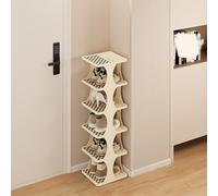 Étagère À Chaussures Étroite, Empilable Et Combinable À Volonté, Rangement Pour Chaussures En Plastique D'une Capacité De 2 À 9 Paires, Pour Les Armoires, Les Placards Et Les Entrées,6 Tier-Beige