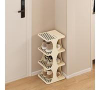 Étagère À Chaussures Étroite, Empilable Et Combinable À Volonté, Rangement Pour Chaussures En Plastique D'une Capacité De 2 À 9 Paires, Pour Les Armoires, Les Placards Et Les Entrées,4 Tier-Beige