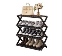 Étagère à chaussures étroite en bambou noir multi-couches nizer aucune installation nécessaire portable et pliable forte capacité de charge pour entrée et chambre à coucher (80 x 25 x 68 cm)