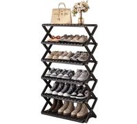 Étagère à chaussures étroite en bambou noir - Multicouche Aucun assemblage nécessaire Portable Forte capacité de charge pour entrée et chambre à coucher (80 x 25 x 110 cm) - Solution de rangement