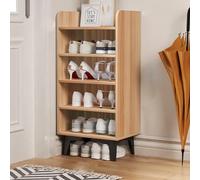 Étagère à chaussures étroite en bois massif pour entrée - Armoire de rangement à chaussures cachée indépendante pour 5e étage, parfaite pour organiser les chaussures dans les petits espaces
