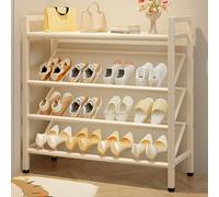 Étagère à chaussures étroite en métal peu encombrante pour entrée, couloir, chambre à coucher, rangement ouvert pour chaussures (blanc, 50 x 90 cm)