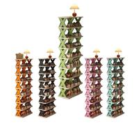 Étagère à chaussures étroite en plastique à 8 niveaux pour entrée, 2 à 9 niveaux, réglable, montage facile, étagère à chaussures verte, 26 x 48 x 116,5 cm