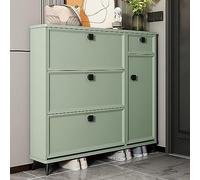 Étagère à chaussures étroite et fine - Armoire moderne à 3 niveaux avec porte rabattable de rangement cachée pour entrée, couloir ou chambre à coucher - Design peu encombrant pour les petits espaces