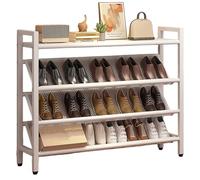 Étagère À Chaussures Étroite Inclinée Peu Encombrante, Range Chaussure Fin Autonome for Petits Espaces Coins, Porte Chaussure En Acier Robuste for Couloir, Entrée, Derrière Les Portes et Placards(Whit