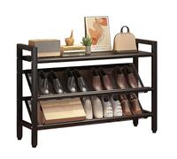 Étagère À Chaussures Étroite Inclinée Peu Encombrante, Range Chaussure Fin Autonome for Petits Espaces Coins, Porte Chaussure En Acier Robuste for Couloir, Entrée, Derrière Les Portes et Placards(Blac