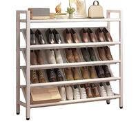 Étagère À Chaussures Étroite Inclinée Peu Encombrante, Range Chaussure Fin Autonome for Petits Espaces Coins, Porte Chaussure En Acier Robuste for Couloir, Entrée, Derrière Les Portes et Placards(Whit