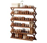 Étagère à chaussures étroite pliable en bambou pour 30 paires de talons et de baskets, solution de rangement pour entrée et couloir (marron)