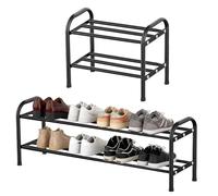 Étagère à chaussures extensible, 2 niveaux, petites étagères à chaussures ajustables en métal,Étagère à chaussures réglable pour Entrée, Couloir ou Placard - Étagère Chaussures Gain de Place