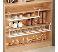 Étagère à chaussures extensible 40-70 cm, réglable, pour placard et meubles, gain de place - Blanc