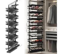 Étagère à chaussures extensible réglable - Étagère verticale empilable en métal pour placard - Meuble à chaussures peu encombrant pour petites chambres - Hauteur rétractable, 45 cm de profondeur