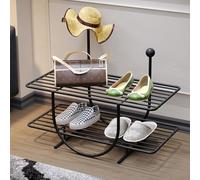 Étagère à chaussures fine à 2/3/4 niveaux, gain de place, pour entrée, salon, chambre à coucher (noir, 65 x 53 cm)