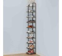 Étagère à chaussures fine à plusieurs niveaux - Support à chaussures en métal pour entrée, couloir, chambre à coucher - Solution de rangement compacte (27 x 26 x 96 cm) - Design blanc élégant