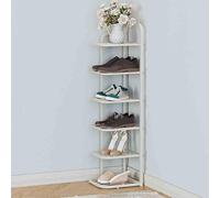 Étagère à chaussures fine à plusieurs niveaux - Support compact en métal pour entrée, couloir, chambre à coucher - Solution de rangement peu encombrante (27 x 26 x 96 cm) - Blanc