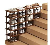 Étagère à chaussures fine en bambou pour économiser de l'espace pour entrée, bricolage, escalier, armoire de rangement 6 + 5 + 4 + 3 niveaux pour couloir, salon et placard