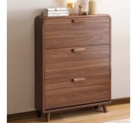 Étagère à chaussures fine en bois amovible à 3 niveaux avec tiroir inclinable Idéal pour couloir, entrée ou appartement Marron 80 x 24 x 119 cm