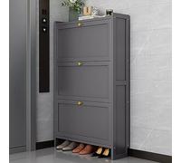 Étagère à chaussures fine en bois avec 2 et 3 tiroirs pliables indépendants en rotin Rangement à chaussures élégant pour couloir et entrée