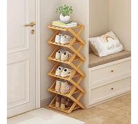Étagère à chaussures fine en bois de bambou vertical pliable étagère d'entrée aucune installation nécessaire Solution de rangement à 6 niveaux pour couloir et entrée (couleur : A)