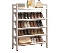 Étagère à chaussures fine en métal peu encombrante pour les petits espaces et les coins, idéale pour les couloirs, les entrées derrière les portes et les placards (blanc, 50x)