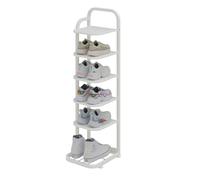 Étagère à chaussures fine en métal pour 5 à 10 paires, gain de place, pour salon, couloir et entrée, 123 cm, solution de rangement à 8 niveaux (blanc)