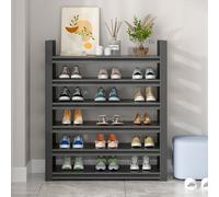 Étagère à chaussures haute à 3 à 6 niveaux pour 18 paires - Chaussures en métal robuste avec coussinets pour pieds, design peu encombrant pour placard, entrée et chambre à coucher (noir, 60 x 118 cm)