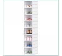 Étagère à chaussures - HOMCOM - 8 boîtes empilables pliables portes transparentes - Blanc