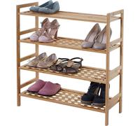 Étagère à chaussures HWC-B53, Étagère bibliothèque Étagère de salle de bain Étagère sur pied, bambou ~ 4 étagères