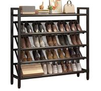 Étagère à chaussures inclinée étroite pour économiser de l'espace - Support en métal fin pour petits espaces couloirs entrées derrière portes et placards - Design noir élégant (90x)