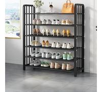 Étagère à chaussures indépendante à 3/4/5/6 niveaux en métal pour entrée et couloir, étagères en maille, noir (80 x 28 x 107 cm)