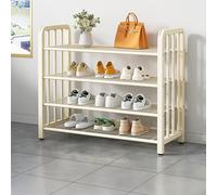 Étagère à chaussures indépendante en métal à 3/4/5/6 niveaux avec étagères en maille, design peu encombrant pour entrée, couloir (60 x 28 x 74 cm, blanc)