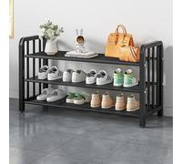 Étagère à chaussures indépendante en métal à 3/4/5/6 niveaux avec étagères en maille, design peu encombrant pour entrée et couloir (80 x 28 x 53 cm, noir)