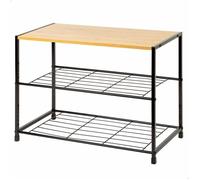 Étagère à chaussures industrielle - AKTIVE - 63x30x43 cm - 3 étagères - Bois et acier - Noir - Capacité 8 kg