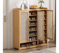 Étagère à chaussures - Meuble de rangement moderne autonome pour entrée, couloir et chambre à coucher avec quatre portes et sept étagères