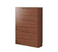 Étagère à chaussures moderne en bois, 3 tiroirs rabattables pour entrée, couloir, idéale pour bottes, baskets, talons - Design peu encombrant (111 x 100 x 24 cm)