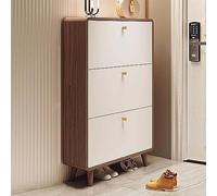Étagère à chaussures moderne sur pied à 3 niveaux - Design rabattable ultra fin pour couloir, salon et appartement - Seau à bascule pour chaussures