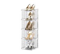 Étagère à chaussures modulaire ouverte empilable pour entrée, salon, chambre à coucher, économiseur d'espace (blanc)