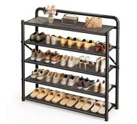 Étagère à chaussures multifonction à 3 à 5 niveaux, rangement pliable en métal, rangement pliable pour 12 à 15 paires, couloir/dortoir, noir, 70 x 57 cm