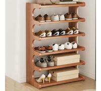 Étagère à chaussures multifonction en bambou à 6 niveaux de grande capacité pour entrée, couloir, chambre à coucher, porte d'angle (60 cm, marron)