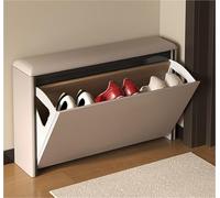 Étagère à chaussures multifonction en bois et cuir avec coussin doux - Économie d'espace - Étagères cachées pour entrée et chambre à coucher (beige, 70 cm)