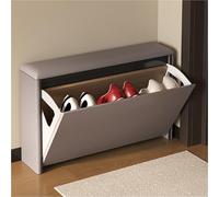 Étagère à chaussures multifonction en bois et cuir avec coussin doux, étagère de rangement autonome peu encombrante, étagères cachées pour entrée, beige, 70 cm