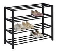 IDIMEX Étagère à chaussures NAVAN – 4 niveaux métal laqué noir, 16 paires