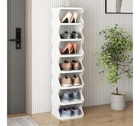 Étagère à chaussures - Organiseur à chaussures vertical étroit en bois pour entrée, couloir, design fin, rangement ouvert, solution d'économie d'espace, 4, 6, 7, 8 niveaux