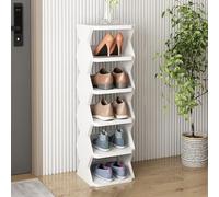 Étagère à chaussures - Organiseur à chaussures vertical étroit en bois pour entrée, couloir, design fin, rangement ouvert, solution d'économie d'espace, 4, 6, 7, 8 niveaux