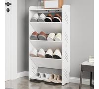 Étagère à Chaussures Peu encombrante pour Placard, Support étroit avec séparateur Anti-Chute, Panneau en Bois et Plastique Durable, idéale pour l'entrée, Le Couloir, Le Salon ou la Chambre,