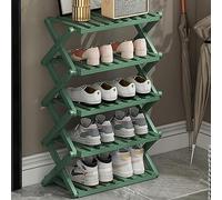 Étagère à chaussures pliable 5 couches en bambou pour intérieur/extérieur pour la maison et le camping (vert, 50 cm) - Optimisez le rangement et désencombrez votre espace