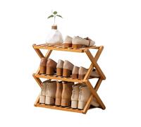 Étagère à chaussures pliable en bambou, 3 niveaux d'entrée étroite, aucun assemblage nécessaire, rangement à chaussures à plusieurs niveaux pour couloir, sol ou chambre à coucher (100 cm)